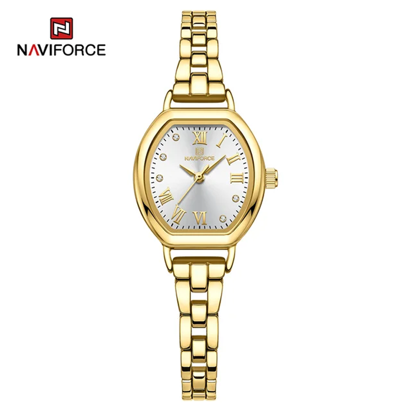 NAVIFORCE 5035 Alloy Bracelet Quartz Wristwatch Waterproof Charming Female Clock Wristwatch (Gold)